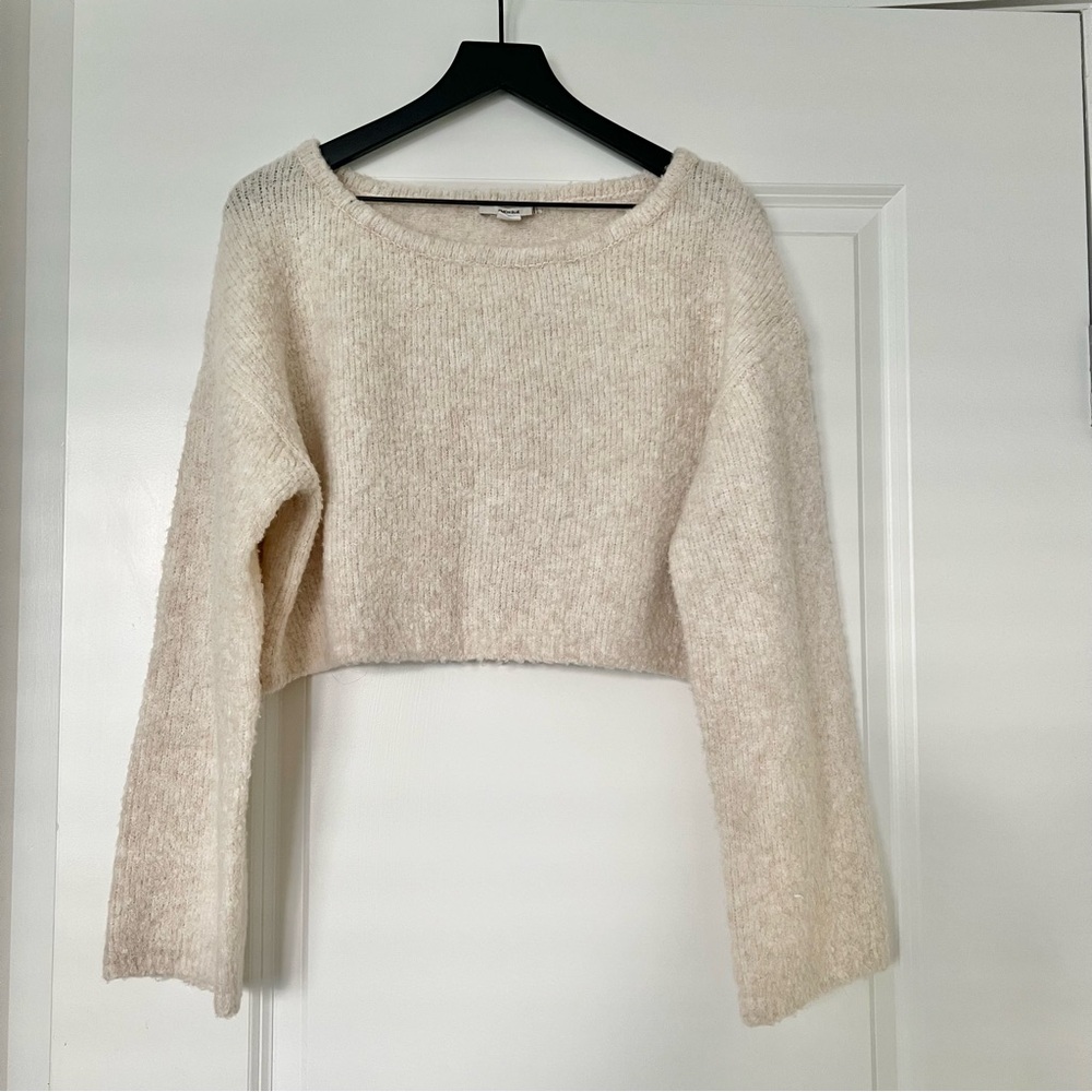 Kimchi Blue Cropped Wool Juniper Sweater | Cream | Cozy Minamilist Style | S